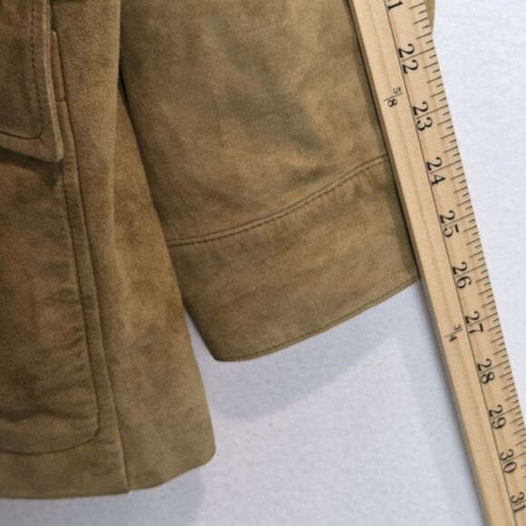 Vtg Tommy Bahama Jacket Mens Large Tan Brown Suede Button Chore Barn Pockets - Picture 6 of 9